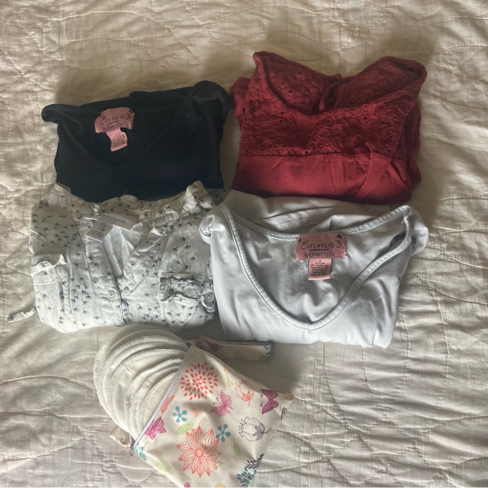 Motherhood Maternity Women's Tops - Black, White, and burnt orange color